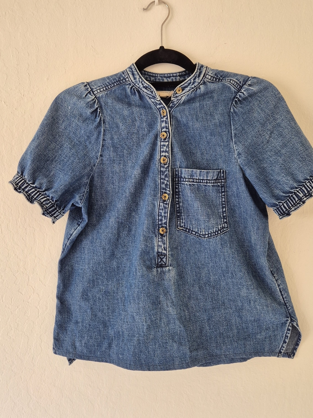 Anthropologie Pilcro Aly Puff-Sleeve oversized Denim Top – Size XS / S - Picture 2 of 5